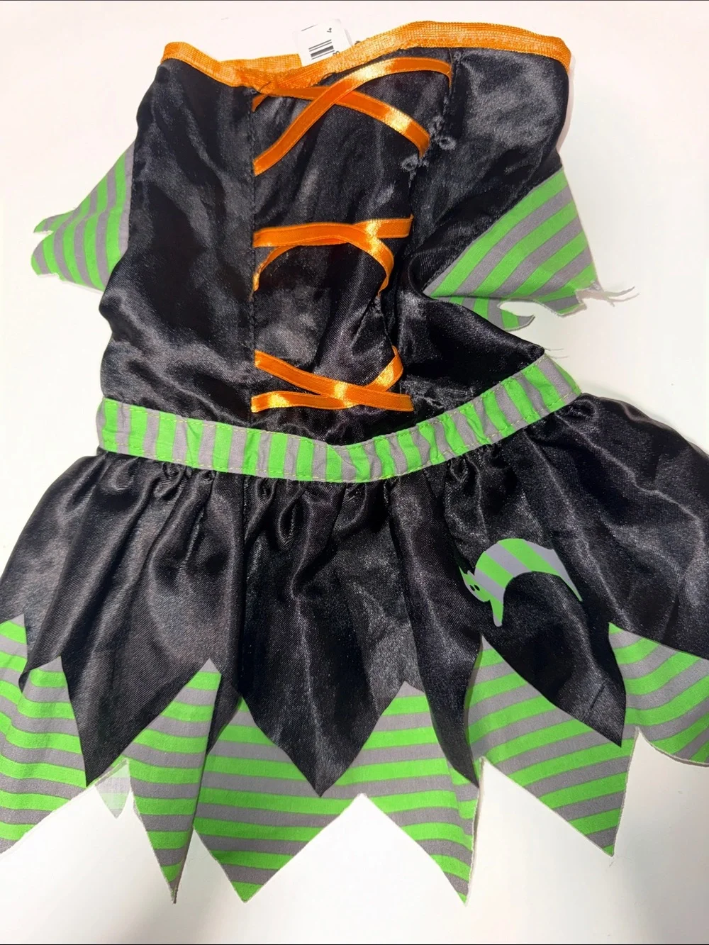 Black & Green Striped Witch Dress and Hat Costume for Dogs